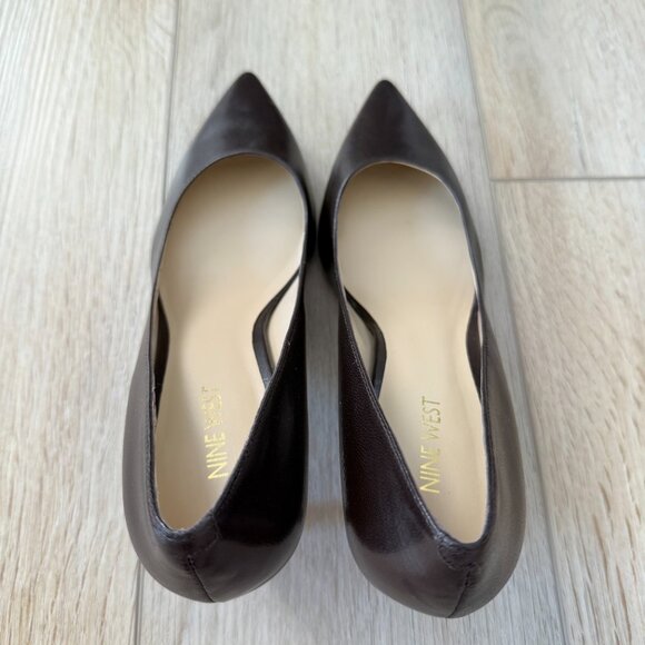 NWOT 🤎 Nine West Dark Brown Leather Ariana Pointed Toe Pumps – Size 9M - Picture 5 of 8